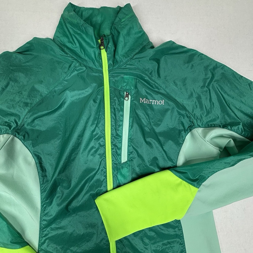 Marmot Windbloc Fusion Soft Shell Jacket Small Lightweight Green‎ Neon Stretch